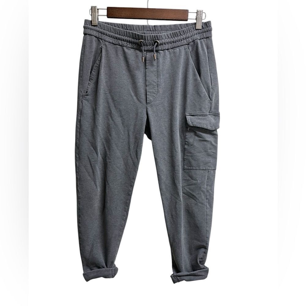Brunello Cucinelli Women’s Crop Cuffed Grey Cargo Joggers w/ Monili Beads SZ XS